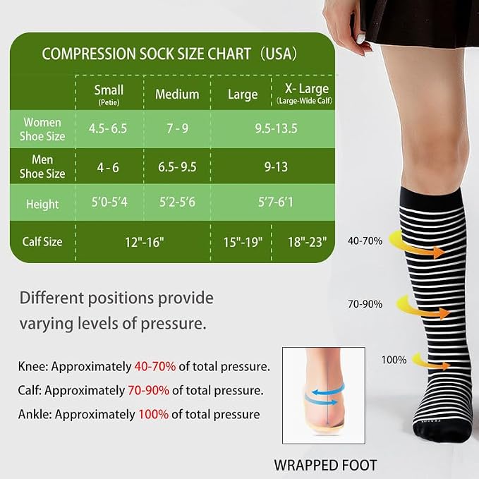 LEVSOX Viscose Made from Bamboo Compression Socks for Pregnant Women 20-30 mmHg Knee High Cute Mens Supports Socks for Travel - Image 5