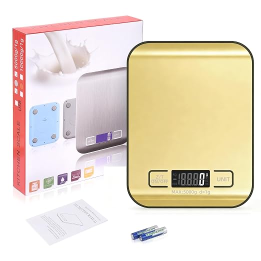 Digital Shipping Scale,Stainless Steel Panel, Accurate Portable Postal Scale for Packages, Small Business,Kitchen, Food, Handmade, Liquids, and Boutique (Mirror Gold Battery(5kg/1g)) - Image 8
