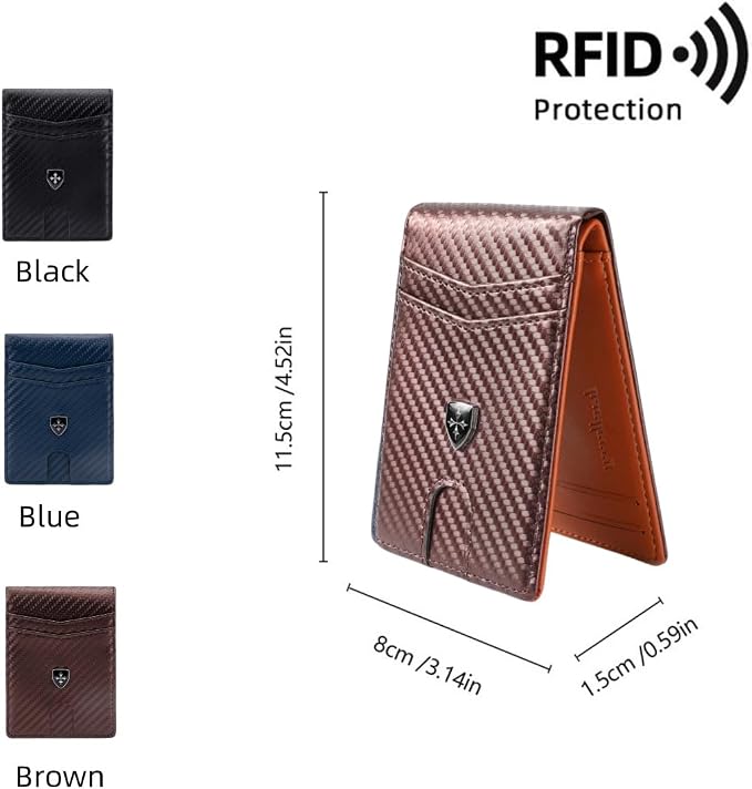 Slim RFID-Blocking PU Leather Bifold Wallet for Men & Women, Minimalist Card Holder with ID Window & Cash Pocket - Image 6