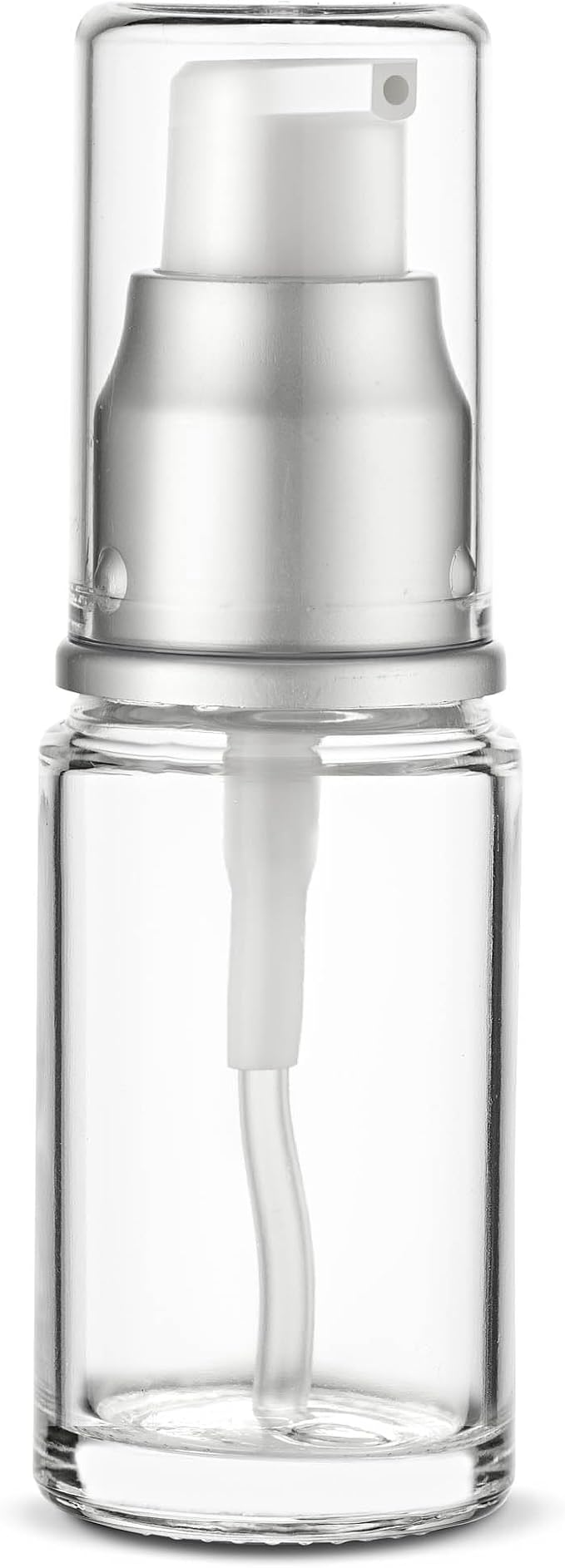 0.5 Oz 15ml Refillable Luxury Clear Glass Lotion Travel Pump Bottle with Silver Cap for Cosmetics, Lotion, Body Cream, Sanitizers, Cream, Foundation (Pack of 3) | Silver Cap, Luxury, Serum, Foundation, Body Cream, Sanitizer, Cosmetics, Travel - Image 8
