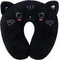 Travel Pillow for Kids, Cute Animal Neck Pillow Support U Shaped Cushion Plush Soft Rest Reading Pillows Sleeping Pillows for Airplane Train Car (Color:Black cat) by Unknown