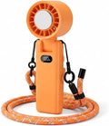 fygurso Personal Portable Clip-on Handheld Fan Rechargeable, Orange | Neck-Crossbody fit lanyard. Detachable clip. 10H battery. LED monitor. 5-Speed from 30dB low noise to 10000rpm blast. by fygurso