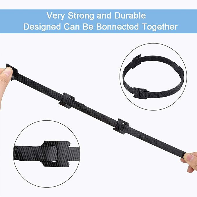Nettbe Reusable Cable Ties, 126 PCS 8 Inches Adjustable Cord Straps Wire Organizer Cord Wrap and Hook Loop Cable Management - Image 8