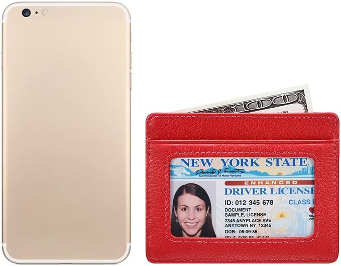 KALMORE womens Credit Holder Genuine Leather Slim Minimalist Card Case Wallet, Black With Id Window - Image 4