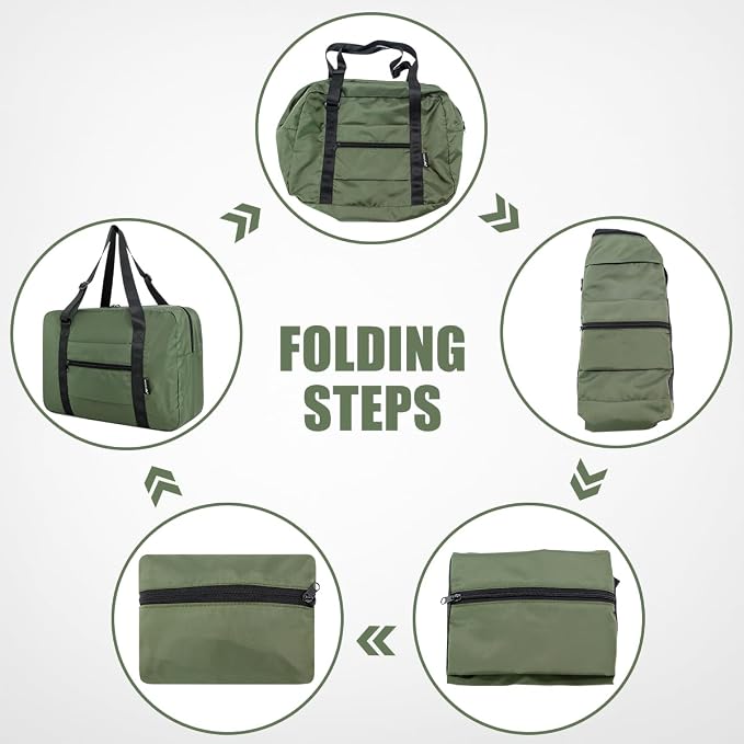 Duffle Bag for Travel Foldable Personal Item Travel Bag, 23L, Army Green | Carry On Duffel Bag Women Men Frontier Airlines Personal Item Bag Hospital Weekend Overnight Trips - Image 7