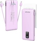 charmast Portable Charger with Built-in Cables and AC Wall Plug | 10000mAh Power Bank with 4 Outputs,USB-C & USB-A Battery Pack,Slim Travel Phone Charger for iPhone,iPad,Samsung,Android by charmast