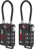 TSA Approved Cable Luggage Locks, Re-settable Combination with Alloy Body, Black 2 Locks. by Forge