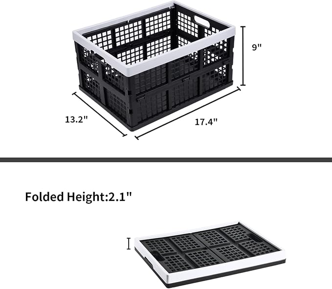 Aebeky 3-Pack Plastic Collapsible Storage Crates-30L,Foldable Plastic Crates for Storage (Black+Gray) - Image 3