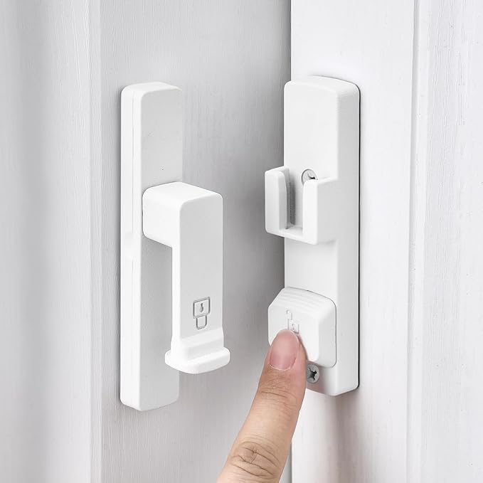 2 Packs Matte White 90 Degree Barn Door Lock,Flip Gate Latches Hardware | Zinc Alloy Door Lock,Right Angle Door Lock Latch,Sliding Door Latches,for bedroom,drawer,pet enclosures,cabinet,garage,window - Image 8