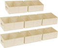 DIMJ Closet Storage Bins, 8 Pack Storage Baskets for Shelves, Foldable Shelf Organizer with Handle, Linen Closet Organizers and Storage for Clothes, Toys, Towel, Books (Beige) by DiMJ