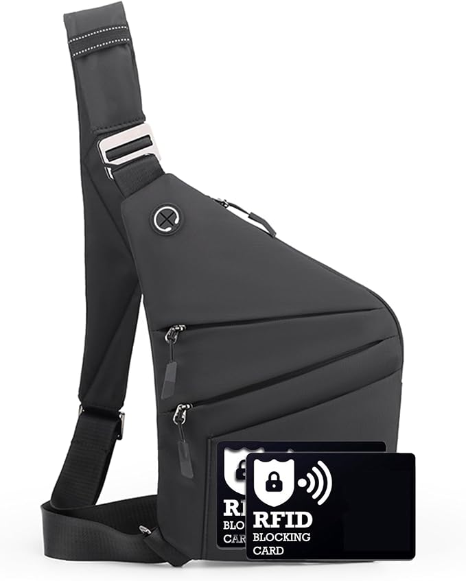 Anti Theft Crossbody Bags for Women Men, Multi-Pocket Shoulder Bag, Slim Sling Bags with 2 RFID Blocking Card by Ibalulu