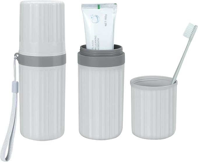 Mulbozy Travel Toothbrush Holder, Large Travel Toothbrush Cup Case, Portable Travel Toothbrush Toothpaste Makeup Storage for Business Trip Camping School - Gray by Mulbozy