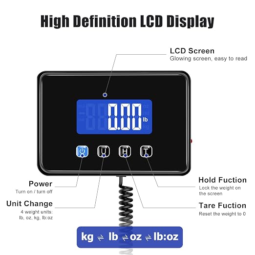 660 lb Shipping Scale with Large LCD Display, Heavy Duty Postal Scale, 7 oz Accuracy, Digital Package Scale for Warehouse, Freight, Industrial and Home Business - Image 3