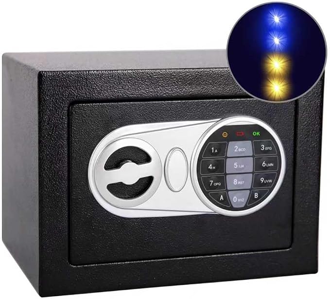 Digital Safe Box with Sensor Light, Electronic Keypad, Steel Construction, Hidden Safe for Home, Wall or Cabinet Anchoring Design (Black) by Samyersafe