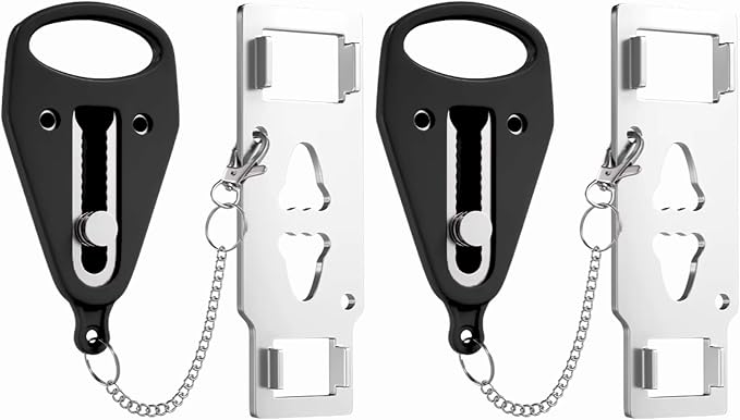 Portable Door Lock 2 Pack for Travel – Hotel Door Locks for Travelers Security – Door Safety Lock from Inside for Home & Apartment – Travel Locks for Hotel Rooms – (Black) by PocketLock