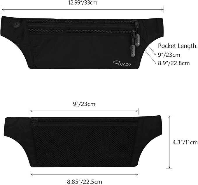 Ryaco Money Belt, Slim Passport Holder RFID Blocking Hidden Wallet Travel Essentials Pouch for Women Men With Adjustable Strap Waist Bag to Protect Cash, Credit Cards and Documents - Image 5