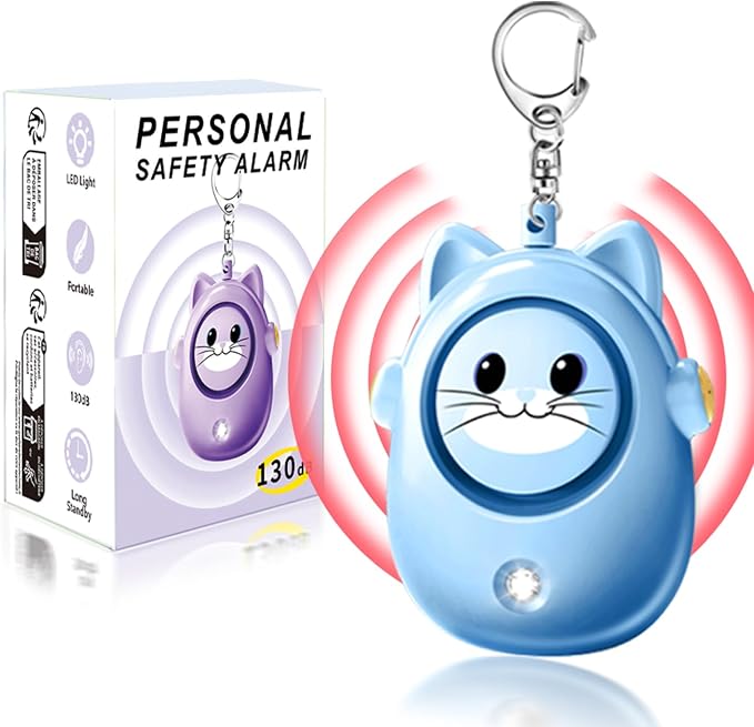 Personal Alarms for Women – 130dB Loud Siren, Safety Keychain with LED Light, Cute Cat Design Security Device for Women, Children, Elderly - Image 2