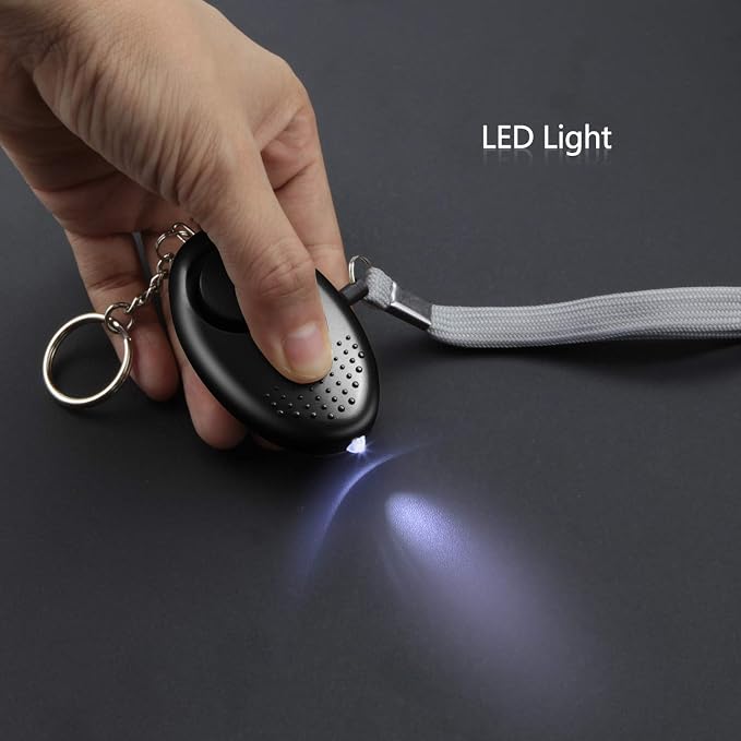 Personal Alarm for Women, 10Pcs 140dB Self Defense Keychain LED Light | Personal Safety Alarm with LED Light Panic Button for Women Kids and Elders (Black & White) - Image 3