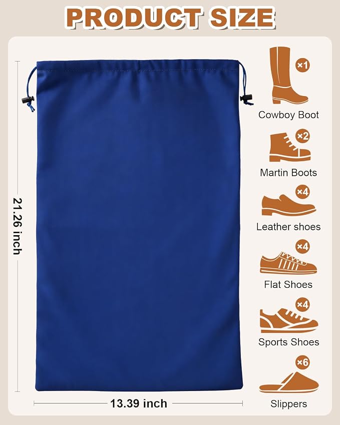 4 Pcs Shoe Bags for Travel, Large Boot Bag, Palace Blue, 21.2x13.3 Inch | Washable & Reusable Travel Shoe Bags, Dustproof Shoe Bags with Drawstring Closure, Suitable for Travel, Home Storage - Image 8