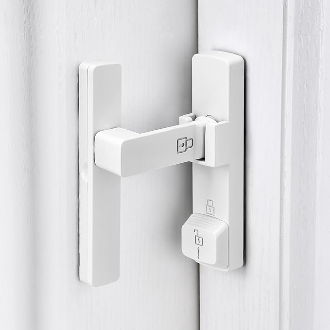 White 90 Degree Barn Door Lock,Flip Gate Latches Hardware | Zinc Alloy Door Lock,Right Angle Door Lock Latch,Sliding Door Latches,for bedroom,drawer,pet enclosures,cabinet,garage,window by INIRET