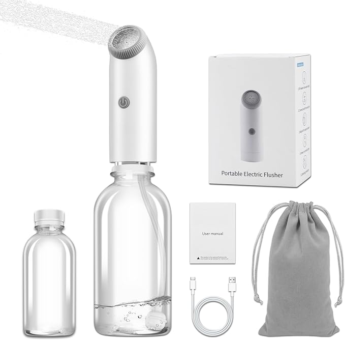 Portable Travel Bidet with Water Absorbing Ball, 360° Full Usage Electric Handheld Bidet Sprayer, Rechargeable USB-C, Dual Modes Feminine Washer for Postpartum Care, Camping & Personal Hygiene by HSMBHCLIFE
