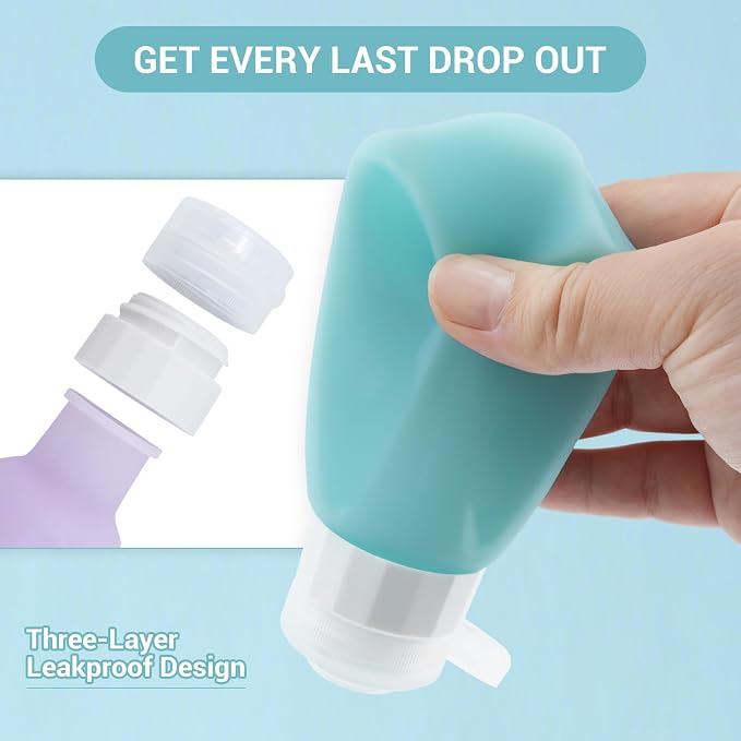 Travel Bottles Leak Proof,3 oz TSA Approved Silicone Squeezable, Refillable Containers Set for Toiletries Shampoo Conditioner Lotion - Image 5