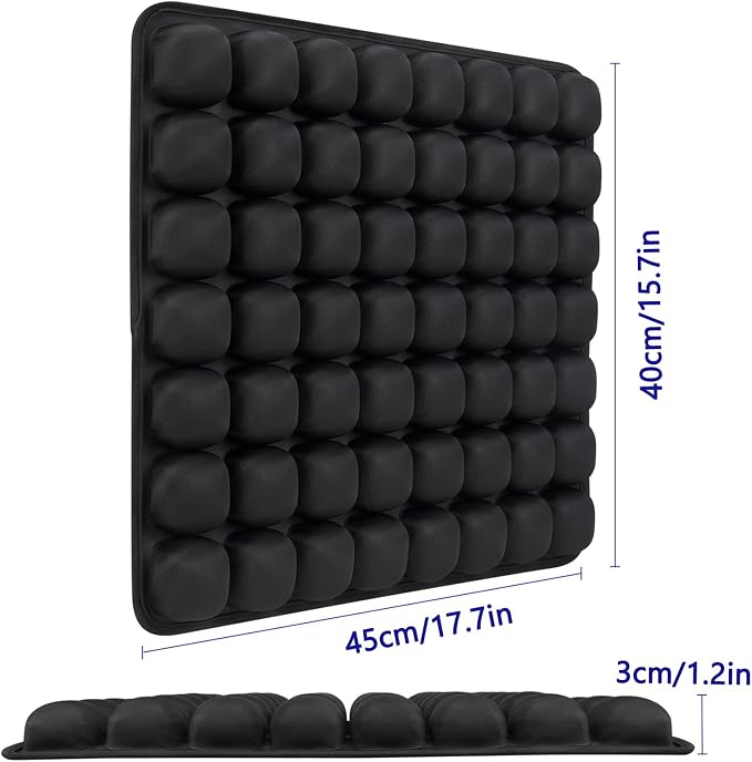 SUNFICON Air Cushion Inflatable Chair Air Seat Cushion Car Portable Breathable Comfort Cushion Office Wheelchair Pad Orthopedics Pain Pressure Relief Cushion Camping Seat Mat 18 x 16 x1 in Black - Image 7