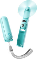 JISULIFE Portable Handheld Fan, 3 In 1-Fan, Power Bank, Flashlight, Cyan | Mini Cooling Essential for Outdoor, Small, On-the-Go Pocket Hand Design, 24 Hours, Auto Shut-Off Safety Soft Blade by LivechillStaycool