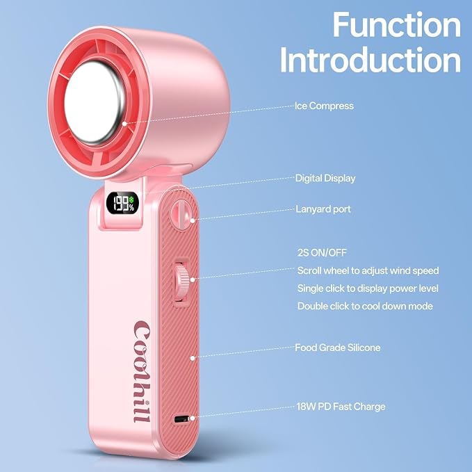 Handheld Portable Fan with Ice Cooler: 199-Speed 5500mAh | 20000 RPM Air Turbo Tech Portable Design Powerful Mini Personal Fan for Travel, Outdoor,Beach,Makeup, Summer - Image 5