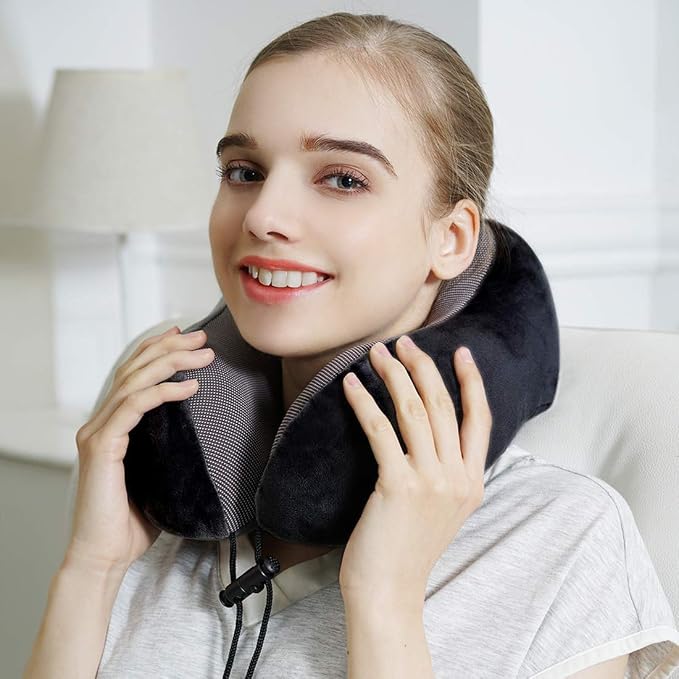 TALLGO Travel Pillow, Best Memory Foam Neck Pillow Head Support Soft Pillow for Sleeping Rest, Airplane Car & Home Use (Black) - Image 3