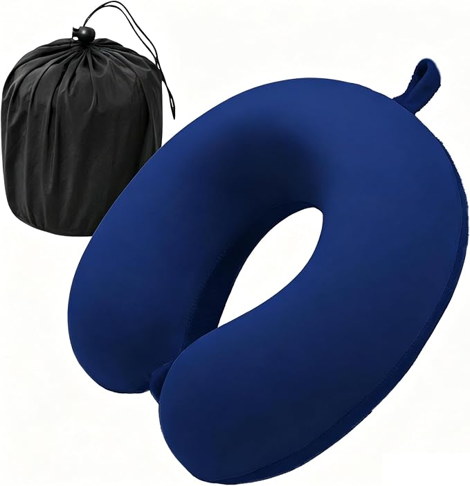 Travel Pillow, Memory Foam Neck Pillow for Traveling, U Shape Airplane Portable Flight Pillow Adult Travel Neck Pillow for Plane Train Car Home Office (Dark Blue) by Unknown