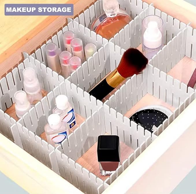 44Pcs Drawer Dividers with Fixing Buckle, Adjustable Drawer Organizer Storage Separator for Clothes, Cutlery, Socks, Underwear, Makeup, Dresser, Kitchen, Bedroom, Office, Bathroom, 14.5 * 2.75in - Image 5