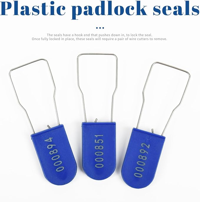 1000pcs Security Metal Wire Padlocks, Plastic Security Seals Disposable Anti-Tamper Tag Locks with Numbered Anti Tamper Tag Hasps (Blue, 1000pcs) - Image 9