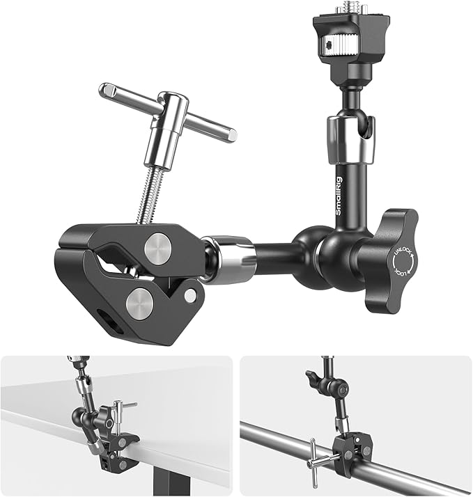 SMALLRIG 7 Inch Magic Arm with Crab-Shaped Clamp, Arm with 1/4"-20 Screw and Retractable Pins, for Action Cameras, Monitors, Video Lights, and Microphones - 5310 by SmallRig