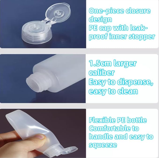 Travel Size Bottles 1oz Squeeze Bottles With Flip Cap Leak Proof BPA Free Refillable Tubes Travel 6 Pack - Image 4