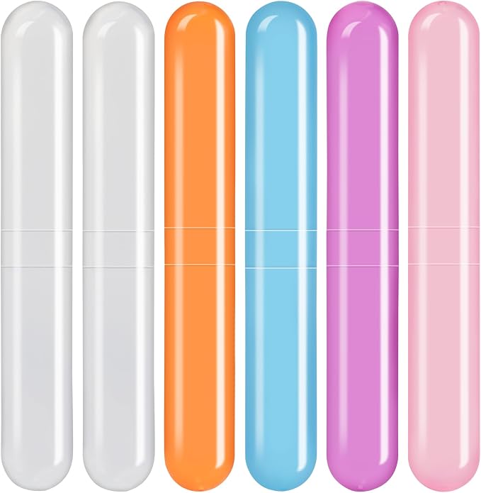 6 Pack Travel Toothbrush Case, Breathable Portable Toothbrush Holder, Plastic Toothbrush Cover Container for Traveling, Bathroom, School, Home, Business, Camping by Eaezerav