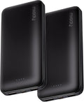 Miady 2-Pack Portable Charger, Slim 10000mAh Power Bank Travel Battery Pack | Dual USB丨3 Outputs 2 Inputs丨for Backpack Travel Camping丨Slim丨Compatible with iPhone Android etc丨Flight-Safe丨37Wh丨Black+Black by Miady