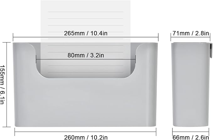 YOHOM Adhesive File Holder Door Mount Mail Magazine Organizer, Office Wall Mount Single Pocket, Gray - Image 2