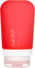 humangear GoToob+ (Medium) | Refillable Silicone Travel Bottle | Locking Lid | Food-Safe Material | Red, Medium (2.5 fl.oz.; 74ml) | Refillable & Leak-Proof Silicone Travel Size Bottles with Locking Cap for Toiletries, Camping & TSA Carry-On by humangear