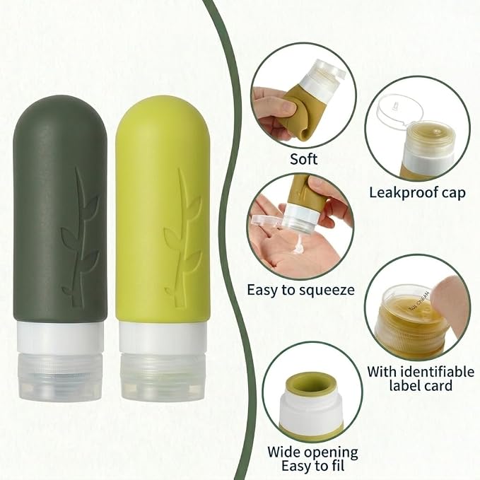 DEPOZA Travel Bottles Kit (16 Pack) - TSA Approved, Leak Proof Silicone Squeezable Containers for Toiletries. Complete Set with Jars, Sprayers & Bag (M-Green) - Image 4