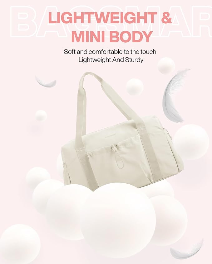 BAGSMART Foldable Travel Duffle Bag for Women, Gym Tote for Sports, Beige | 26L Airport Carry On Weekender Overnight Bag for Travel, Travel Accessories - Image 4