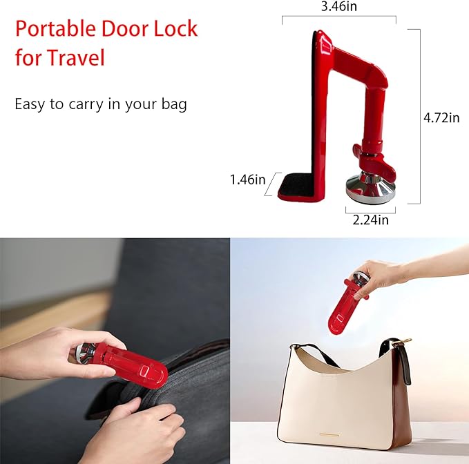 Door Stoppers Security, Portable Door Lock for Travel, Hotel Safety Device | Easy to Install and Remove, Compact Travel Security Solution for Woman, Fits Most Inward-Swing Doors, Fits 0.2"–2" Door Gaps - Image 6