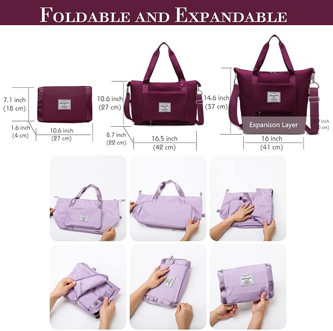 Travel Duffel Tote Bag,Travel Weekender Overnight Bags Women Carry On Bag Totes for Airplanes,Sports Gym Duffle with Trolley Sleeve - Image 3