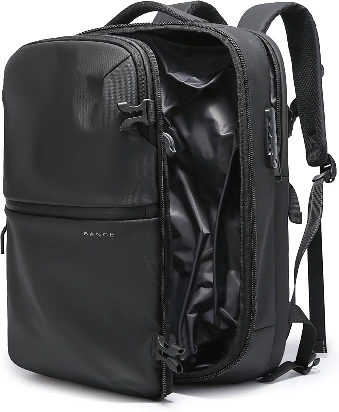 BANGE Travel Backpack with Vacuum Pocket and TSA lock version can hold 15.6 inch Laptop suitable Overnight Flight Approved Anti-theft Bag by BANGE