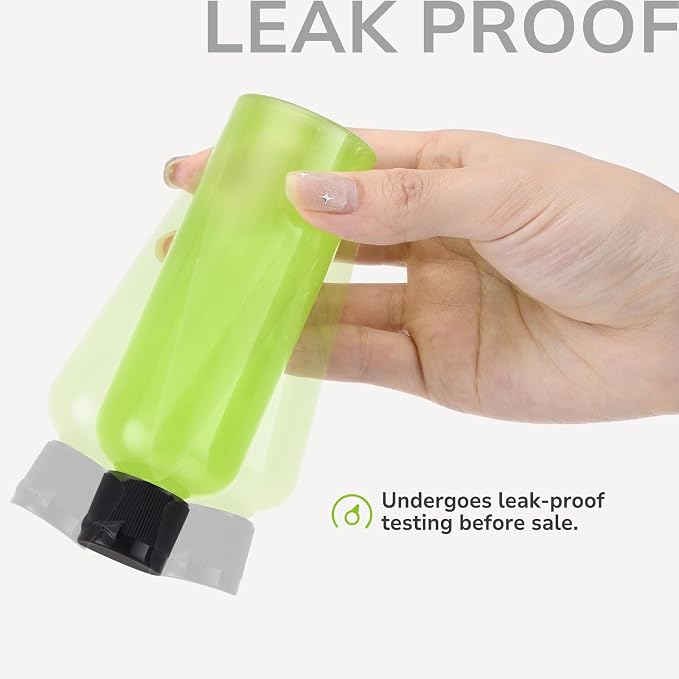 LISAPACK 3.4 oz Travel Bottles for Toiletries, Plastic Shampoo Containers | 5pcs small size dispenser, clear squeeze tubes, leak proof, small empty for liquid, lotion, conditioner, soap, 100 ml, TSA - Image 3