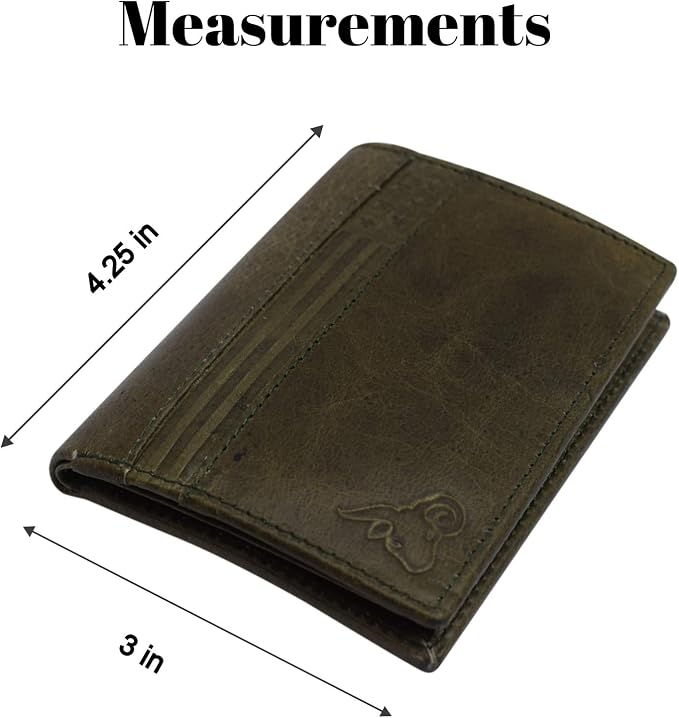 RFID Blocking Genuine Leather Badge Holder Bifold Wallet USA Series (Green) - Image 4