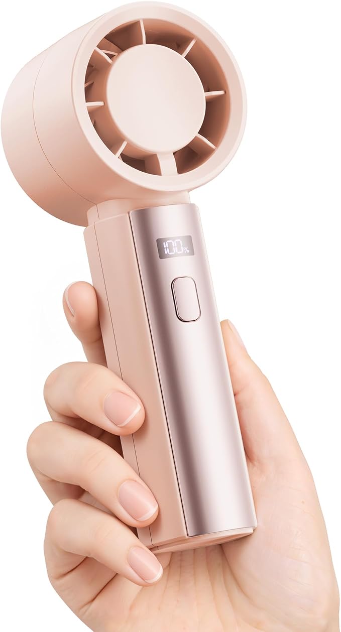 Gaiatop Small Handheld Personal Fan, Powerful High Speed Turbo Cooling | USB Rechargeable Mini Portable Fan for Travel, Outdoor Essentials, Summer Gifts for Women Girls, Pink by GAIATOP