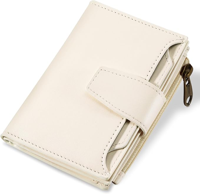 Small Wallet Women RFID Blocking Soft Leather Bifold Compact Card Holder Wallet for Women with Zipper Coin Pocket 4 ID Window by Airkit