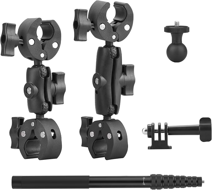 BRDRC Motorcycle Mount for Insta360 X5 X6 X4, Bike Handlebar Clamp Mounts 59" Invisible Selfie Stick Bundle Kit for Insta 360 X5 X6 X4 Air X3 X2 X ONE, for DJI OSMO 360, for GoPro Camera Accessories by BRDRC