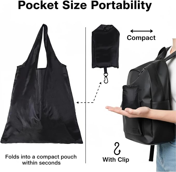 Ultra-Lightweight Foldable Tote Bag, Unisex Reusable Shopping and Travel Tote, Compact Collapsible Market Carryall - Image 5